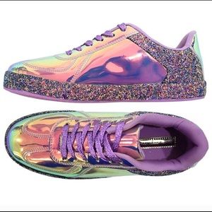 Liliana Purple Holographic Sneakers NEW